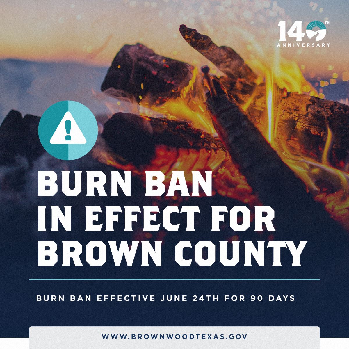 Burn Ban has been reinstated for Brown County effective June 24, 2024 for 90 days. 