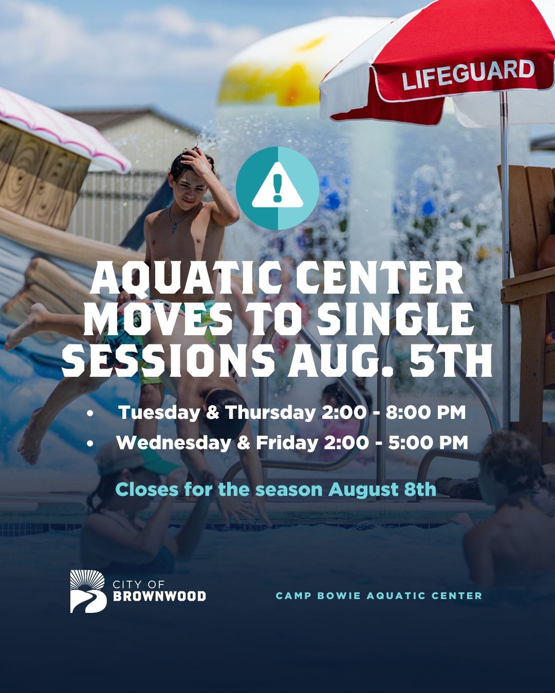 Aquatic Center closing for the season on august 8th 2025