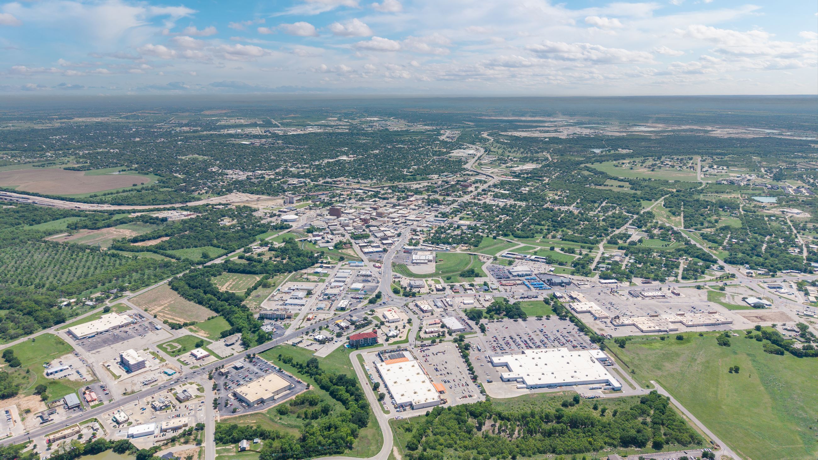 Brownwood Aerial from the Traffic T near Walmart facing Main Street